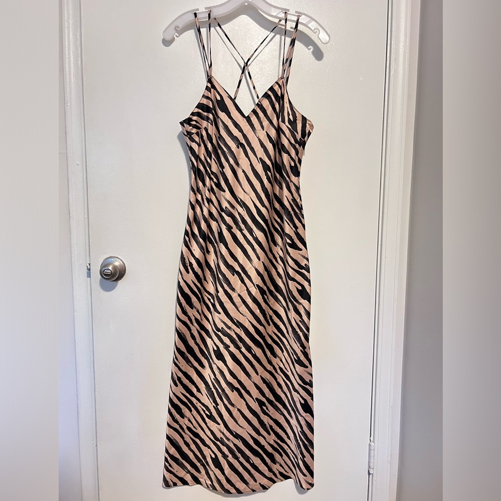 Tan and Black Spaghetti Strap Maxi Slip Dress